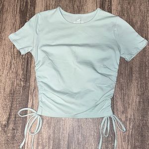 Baby Blue Tie-Up Cropped Top